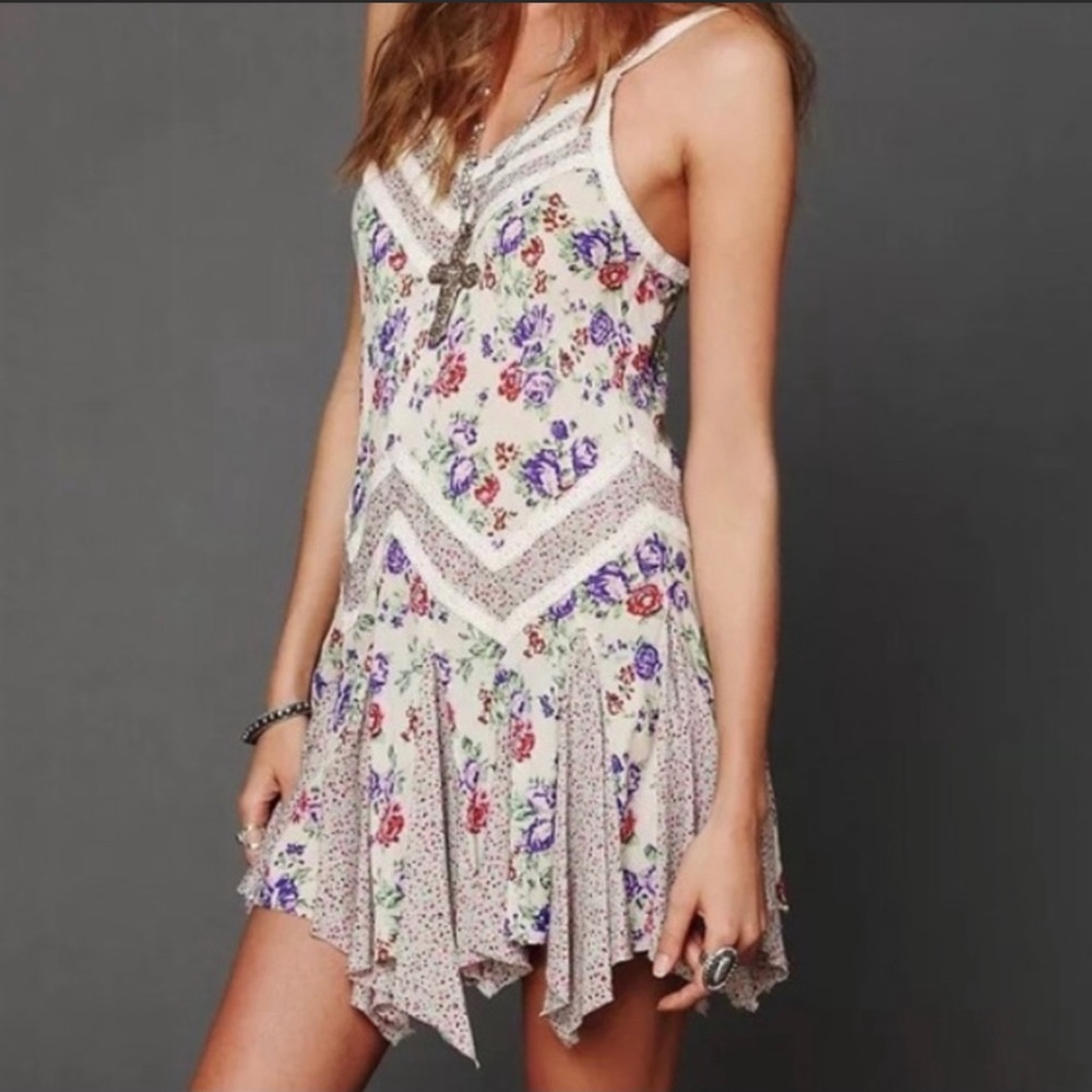 Free People intimately Floral print crochet tunic